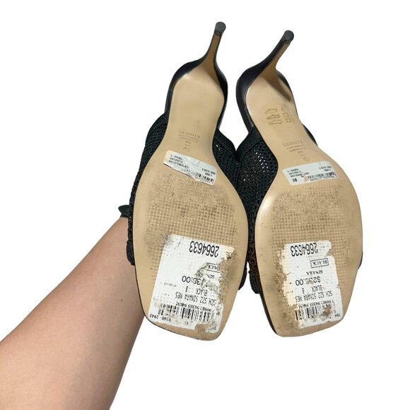 Schutz Sinara Mesh Heeled Slide Sandals Black - Picture 10 of 12